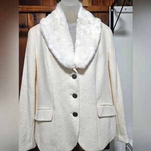 NWT Talbots Off White Jacket with Removable Collar